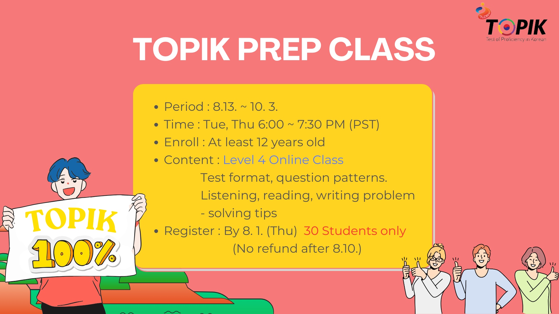 TOPIK Level 4 Online Prep Class